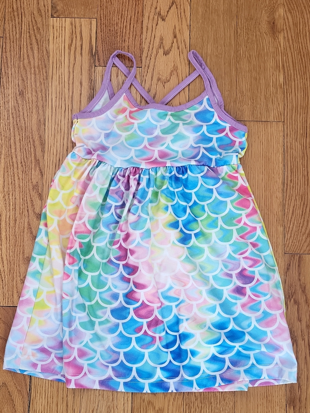 Little Girls Rainbow Mermaid Print Dress